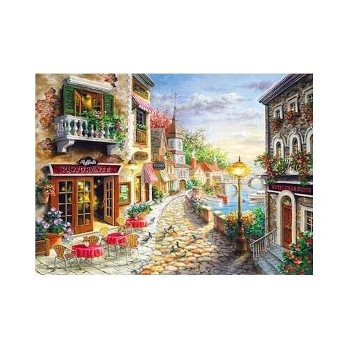 Needlework, Cross stitch,14CT Unprinted for Embroidery kits Street restaurant town scenery Cross-Stitching,DIY Handmade decor