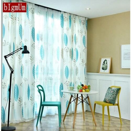 Pastoral Kitchen Curtains Leaves Printed Curtains For Bedroom Living Room Cortina Roman Blinds Curtain Tulle Window Treatment