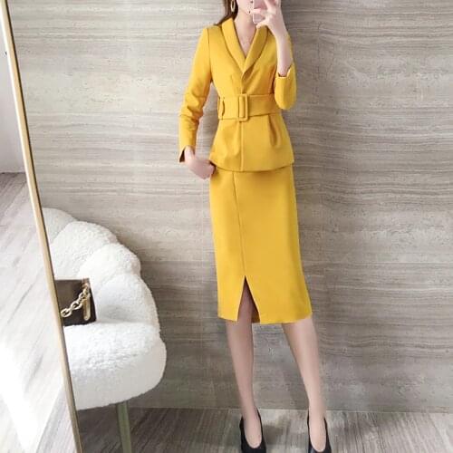 New fashion temperament OL Office Lady bag hip skirt two-piece skirt sets womens sets spring autumn professional skirt suits