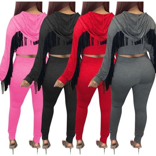 FNOCE 2020 autumn new womens sets tracksuits young fashion casual long sleeve hooded zipper short tops tight trousers 2-pc set