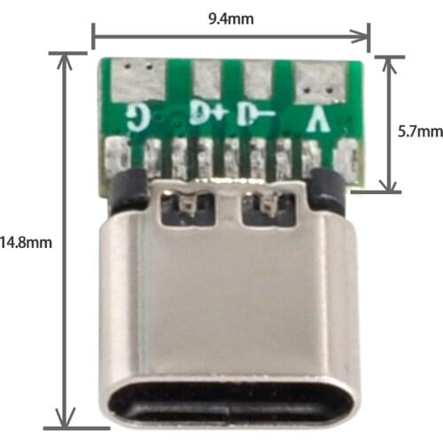 Zihan 10set DIY 4pin USB 2.0 Type C Female Socket Connector SMT type with PC Board & Housing & 3.0mm SR