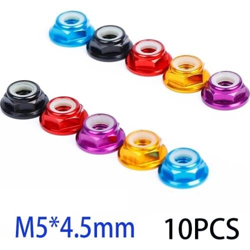 10PCS M5*4.5mm Aluminum Motor Screw Nuts Nylon Insert Self Lock Flange Nut CW for RC FPV Racing Drones 2205 2206 2207 Motor Part