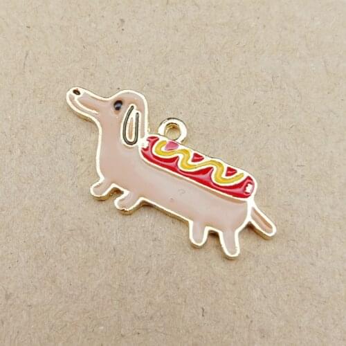 10pcs 30x13mm Fashion metal diy enamel Dachshund dog puppy charms for bracelet/earring/necklace jewelry making pendants findings
