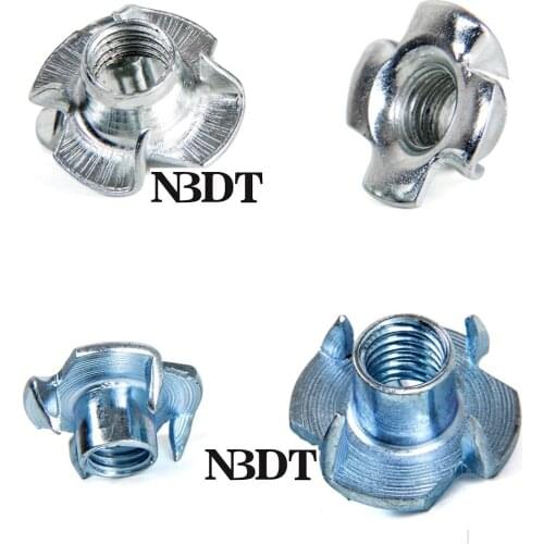 100Pcs M3 M4 M5 M6 M8 M10 M12 Regular Cold Heading 4 Prongs Tee T Nut Embedded Furniture Climbing Holds Leveling Feet