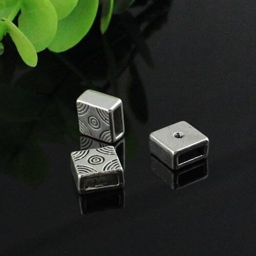 30pcs Fashion Square Carving Slider For Bracelet Necklace Cord Beads watch Chain Beads DIY Accessory 9x9mm Hole:6x2mm K04315