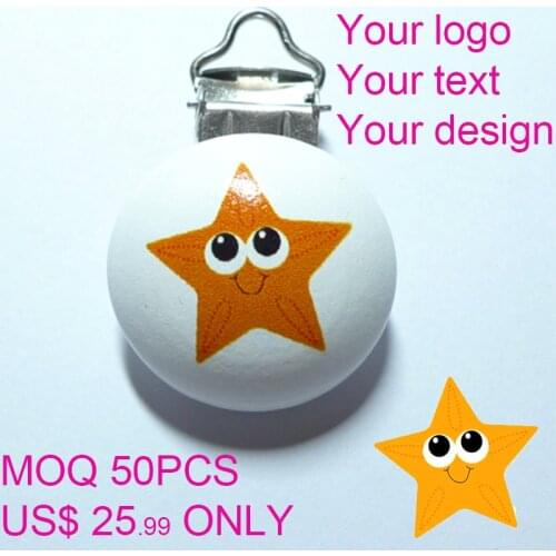 50PCS CUSTOM LOGO Wooden Baby Pacifier Dummy Clips