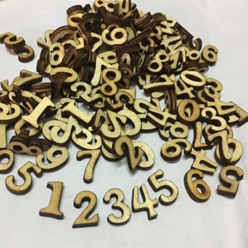 50pcs 0-9 DIY Wood Craft Plywood Wooden Number Wooden Capital Numbers for Arts Crafts DIY Decoration Displays( Random Number)