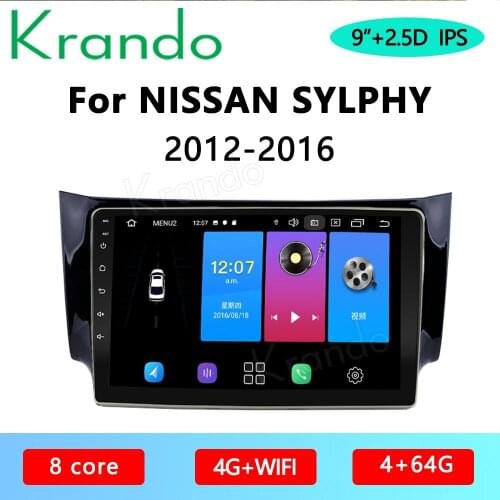 Krando Android 10.0 9" IPS Full Touch Car Multimedia Radio For Nissan Sylphy 2012-2016 Audio DSP Navi Bluetooth Carplay