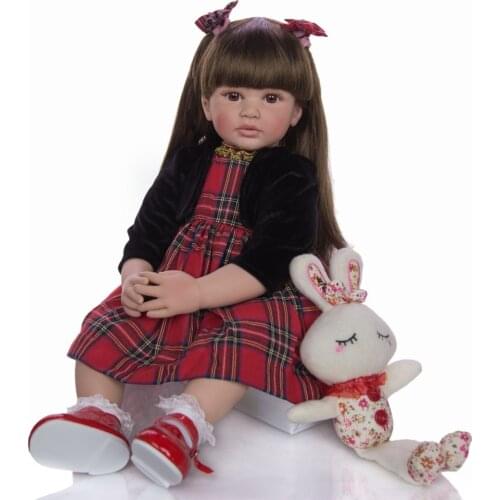 Bebê Reborn Boneca 60cm Cabelo Longo Cloth Body Princesa Vestido Chupeta