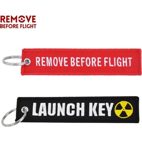 Remove Before Flight 2PCS Keychain Chaveiro Embroidery Key Ring for Aviation Gifts Luggage Tag Key Rings Fob Car Launch Key