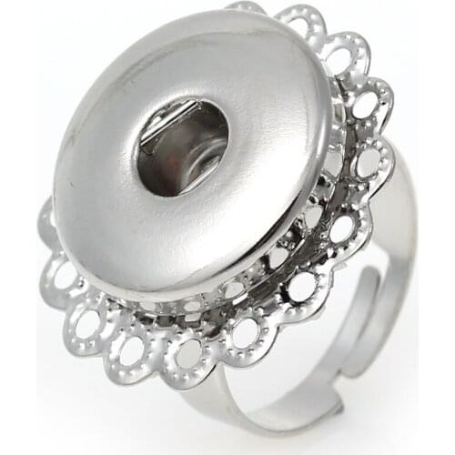 DoreenBeads Copper Snap jewelry Adjustable Rings Fit 18mm/20mm Sunflower Silver Color 18.3mm (US size: 8),Hole Size: 6mm ,1 Pc