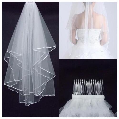 Two-Layer Wedding Veils Real Garden Veils Shoulder-Length With Comb High Quality White Veils for Wedding