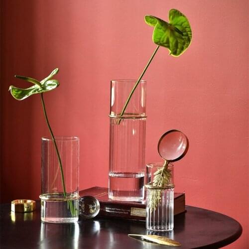 European New Transprent Glass Vase Hydroponics Home Living Room Decoration Flower Arrangement Ornament Housewarming Gifts Crafts