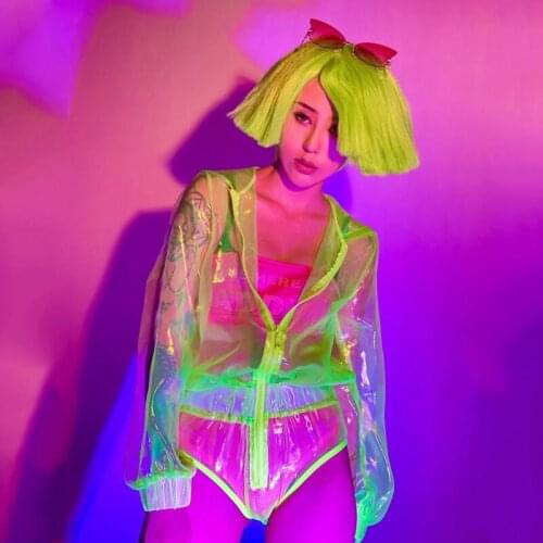 Fluorescent Green Costumes For Women Adult Nightclub Gogo Dancer Clothes Female Singer Pole Dance Clothing Rave Outfits DWY6066