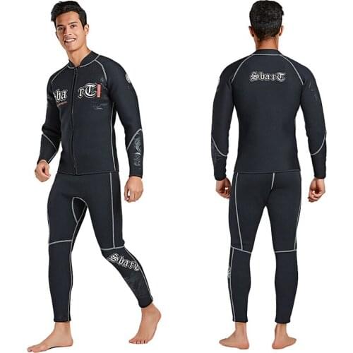 SBART 3MM Neoprene Wet suit Mens Long Sleeve Black Tops Pants Dive Suit Winter Swim Scuba Dive wet suit for cold water suit