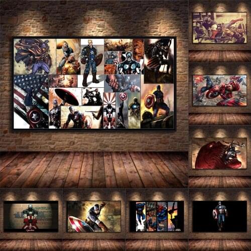 Superhero Canvas Painting Animated Comics Marvel Poster Prints Captain America Family Wall Gift Ideas Boys Girls Home Decor