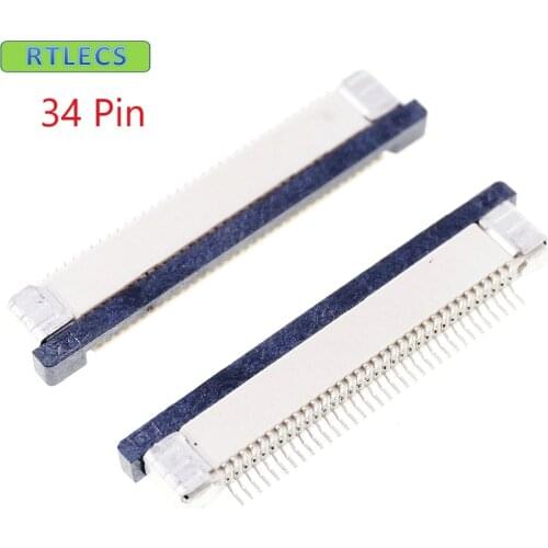 10pcs FPC connector 0.50 mm 0.020" 34 Position Bottom Contact Right angle SMD ZIF Slide Lock Surface Mount drawer SMT/SMD