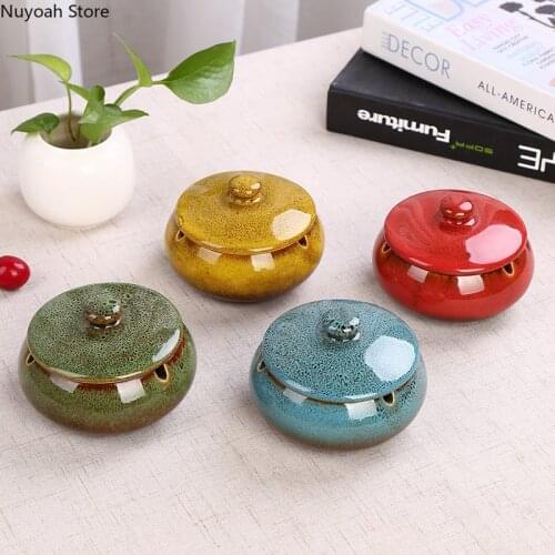 Creative Ceramic Ashtray Living Room Anti-fly Ash Storage Box Hotel Home Office Ashtray Beautiful Storage Decoration Daily Gift