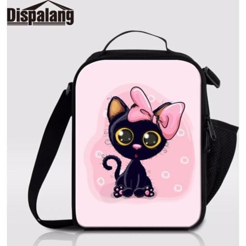 Dispalang Cartoon Animal Cat Print Food Lunch Bag Tote With Zipper Cooler Lunch Box Storage Picnic Bag Insulated Lunch Container