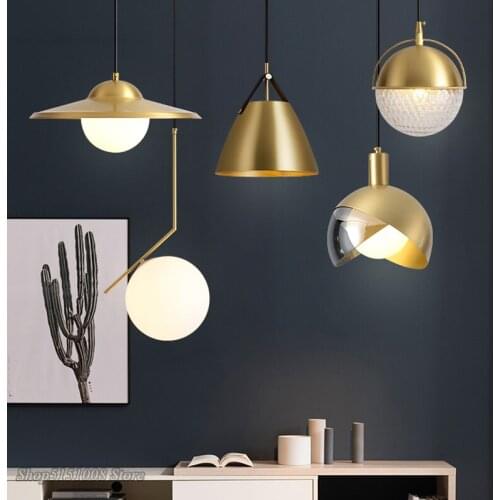 Retro Industrial All Copper Pendant Lights Glass Lampshade E27 Hanging Lamp for Living Room Kitchen Dining Room Light Fixtures