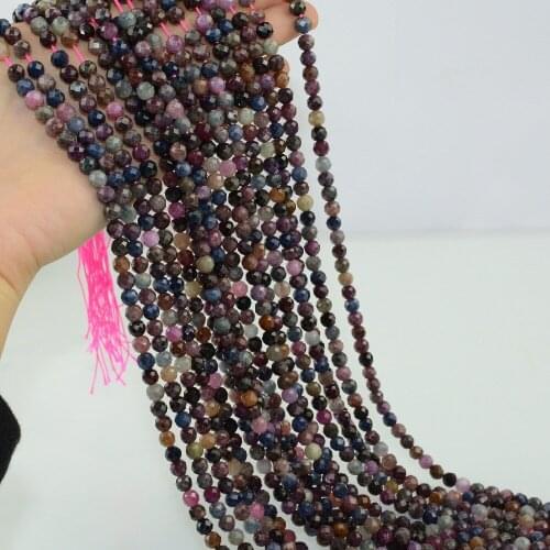 Natural Simple Quality Ruby and Sapphire Faceted Loose Round Beads 4mm / 6mm