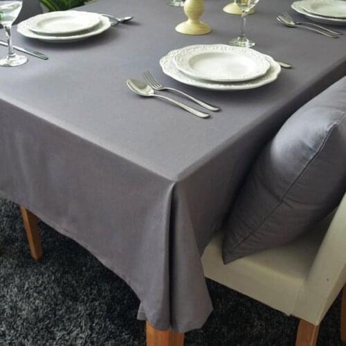Solid Color Tea Coffee Table Cloth Dustproof Wedding Party Banquet Decoration Table Cover 100%Cotton Rectangular Tablecloth