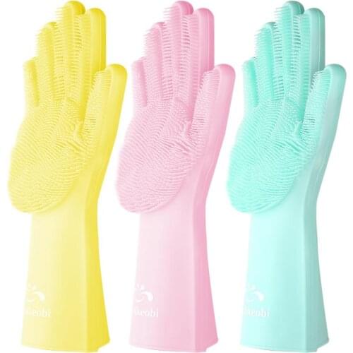 Food Grade Silicone Cleaning Gloves Without Hurting Hands Anti Slip Almighty Dish Washing Gloves Household Cleaning Tool