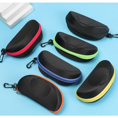Portable Carabiner Eyeglasses Hard Case Holder Cover Sunglasses EVA Case Zipper Protector Box 6Colors Eyewear Accessories