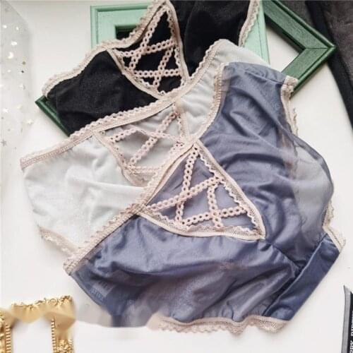 Cross Straps Style Womens Underwear Sexy Lingerie Coast Lace Cross Ice Pure Silk Seamless Transparent Hollow Out Ruffle Panties