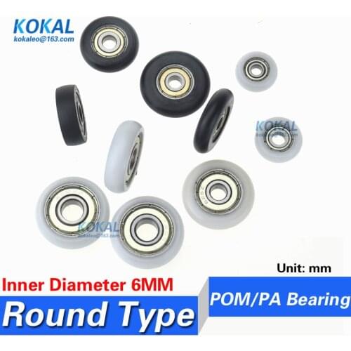 10PCS high quality 696zz 606zz 626zz round type ball bearing coated with plastic pom all kinds sliding roller wheel pulley ID6mm