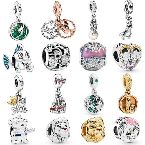 Diseny Ariel Charm 100% Real 925 Sterling Silver Round Charms Diseny Charms Fit Brand Bracelet Diy Jewelry