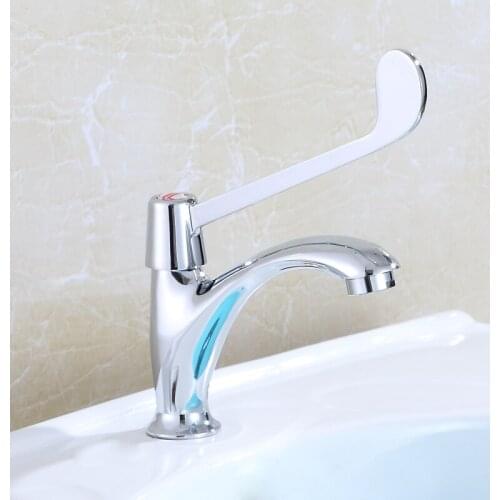 Long Handle Faucet Elbow Touch Elbow Open Elbow Laboratory Hospital Single Cold and Extended Touch Long Wash Basin