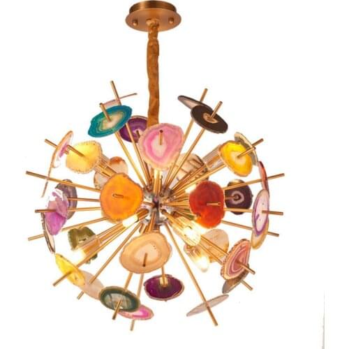 Modern Agate Stone Chandelier Dining Room Mid Century Chandelier Lamp For Hotel Parlor Restaurant Home Chandelier Light PA0514