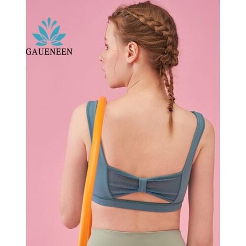 GAUENEEN Hollow Out Shockproof Sports Bra Workout Yoga Padded Push Up Bra Gym Fitness Tank Top Jogging Cropped Tops for Girls