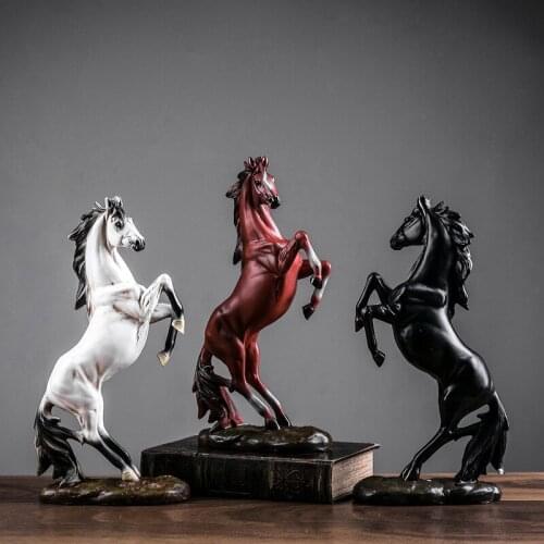 13 Inch Nordic Style Figurine War Horse Sculpture Resin Art Craft Ornament Office Desk Decoration Statue Home Decor Accessories