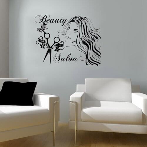 Beauty Salon Sticker Hair Salon Wall Decal Barber Shop Decor Mural Hairdresser Sticker Vinyl Window Decals ov267