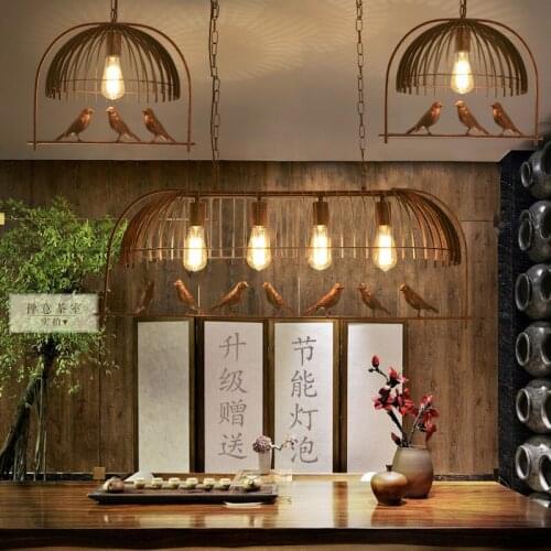 Vintage Iron Pendant Light American Industrial LOFT Bar Cafe bird Decor Hanging Lamp Lamparas Lustre 4 heads birdcage lamp