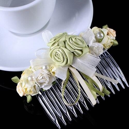 Hair combs hair clip bead Bow For Girl Kids Cute flower Pearls Hair Bow Clips Beads Hairgrip Hair Accessories flower girl crown