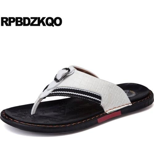 Yellow shoes open toe fashion designer slippers black white slides 2019 slip on casual flip flop flat men sandals leather summer