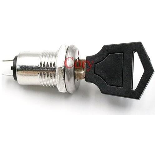1pc 12mm Electronic Key Switch ON OFF With 2 Keys Lock Switch Phone Lock Security Power Switch Tubular Terminals+2 Keys CZYC