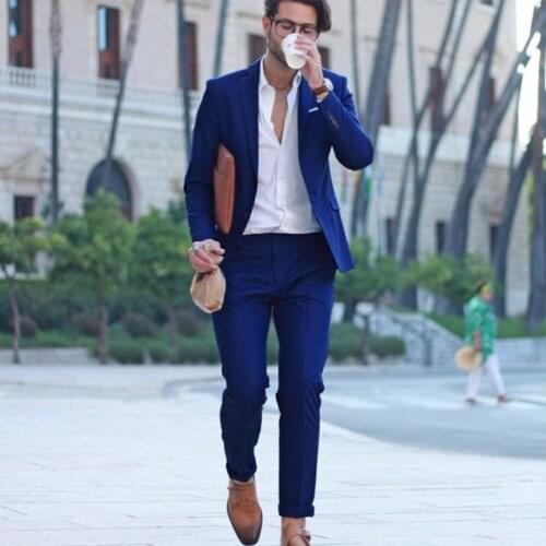 2021 Tailor Made Suits Blue Men Suits Wedding Suits For Men Suit Custom Made Mens Suits Mens Tailored Suit Office Vivid Color