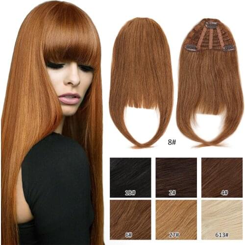 ALI BEAUTY 3 clips Human Hair Bangs Chinese Machine Made Remy straight Clip In Hair Extensions Gradient Bangs Fringe Hairpiece