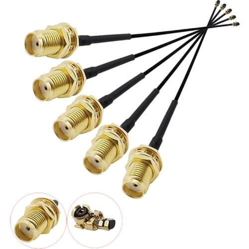 5 Pieces U.FL IPX IPEX Mini PCI to SMA Female Pigtail 1.13 Cable Connector SMA Jack Cord for Mini PCI Antenna WiFi Router FPV