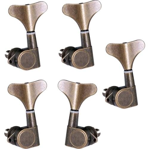 5 Pack of Electric or Acoustic Guitar String Tuning Pegs Machine Head (4 for Left + 1 for Right), Bronze, 2.17-2.20 inch