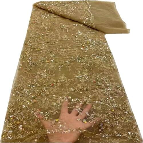 African Sequins Lace Fabric 2021 High Quality Lace Nigerian French Tulle Sequins Lace Fabric For Party Dress Sewing r66-456