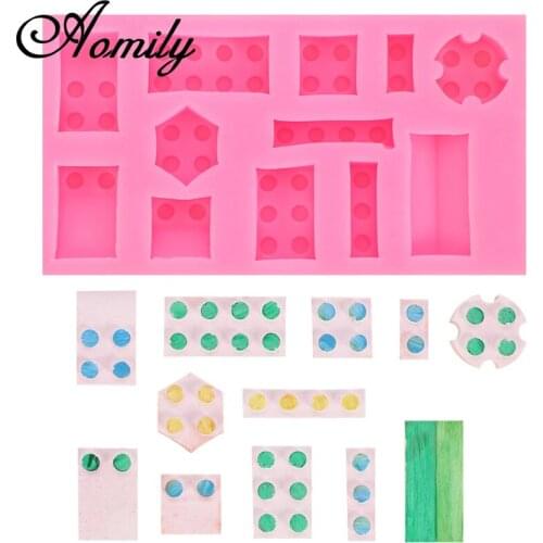 Aomily Building Blocks Fondant Cake Molds Castle Cake Decorating Jelly Sugar Craft Chocolate Moulds Ice Cube Molds Baking Tools