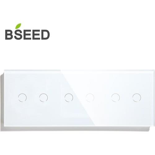Bseed 6 Gang Touch Switch Dimmer 228mm Light Switch White Black Crystal Class Panel Switch