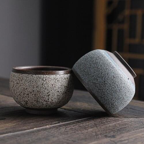 Old rock mud tea cup handmade stoneware firewood tea master cup single cup purple sand zen single tea bowl