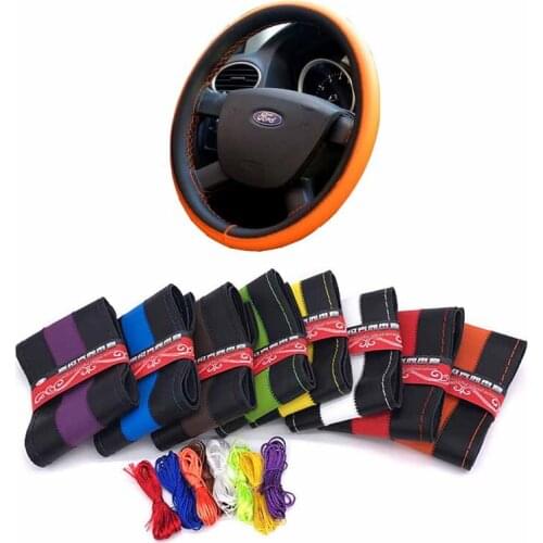 Colorful Braided microfiber leather cover on the steering wheel of the car braid case steering-wheelcover 38 cm covers