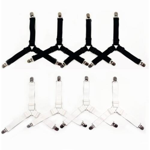 4Pcs/set Elastic Bed Sheet Grippers Belt Fastener Bed Sheet Clips Mattress Cover Blankets Holder Home Textiles Organize Gadgets